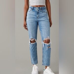AE Strigid Ripped Mom Jean - high rise cropped - size 2